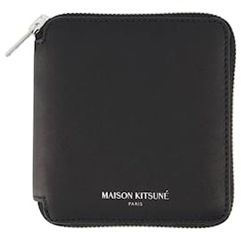 Autre Marque-Zipped Wallet - Maison Kitsune - Leather - Black-Black