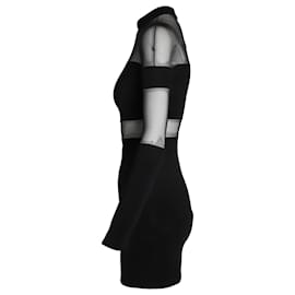 Balmain-Balmain Bodycon Mini Dress with Sheer Inserts in Black Polyamide-Black