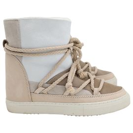 Inuikii Rope Lace Up Winter Boots in Beige Suede Beige