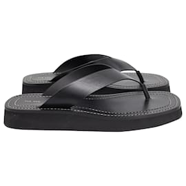 The row-The Row Ginza Flip-Flop Platform Sandals in Black Calfskin Leather-Black