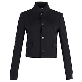 Bottega Veneta Cropped Button-Front Jacket in Black Wool Black