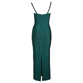 Herve Leger-Herve Leger Crystal-Embellished Bandage Midi Dress in Green Rayon-Green