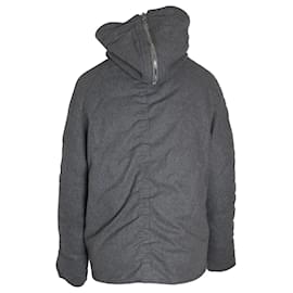 Acne-Acne Studios Asa Puffed Hooded Winter Jacket in Grey Wool-Grey