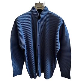 Issey Miyake Homme Plissé shirt jacket in pervinca blue Blue