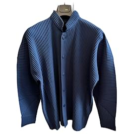 Issey Miyake-Homme Plissé shirt jacket in pervinca blue-Blue