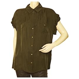 Diane Von Furstenberg-Diane Von Furstenberg DVF Boye Deux Khaki Green Snap Button Shirt Top size 8-Khaki