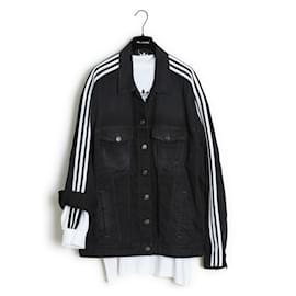 Balenciaga-Veste oversize en denim et top à trois bandes X Adidas-Noir