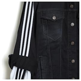 Balenciaga-X Adidas Jaqueta jeans oversized e top com três listras-Preto