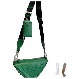 Prada Triangle leather handbag green Green