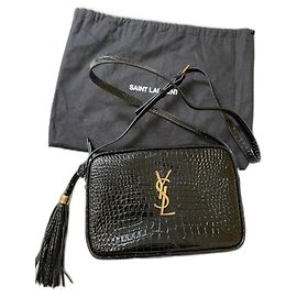 Saint Laurent Camera Lou crocodile effect Black