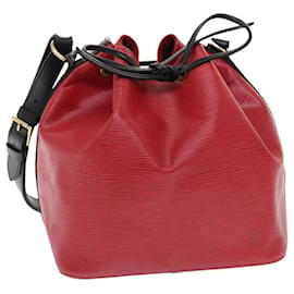 Louis Vuitton-LOUIS VUITTON Epi Petit Noe Shoulder Bag bicolor Black Red M44172 LV Auth 50070-Black,Red