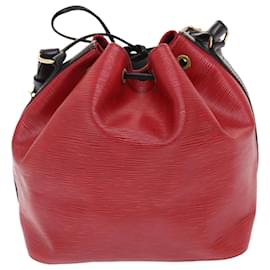 Louis Vuitton-LOUIS VUITTON Epi Petit Noe Shoulder Bag bicolor Black Red M44172 LV Auth 50070-Black,Red