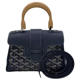 Goyard-*GOYARD Saigon Mini/Herrin gbone Women&#39;s Handbag [Used]-Navy blue