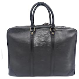 Louis Vuitton-Black Epi Leather Louis Vuitton Porte Documents Voyage-Black