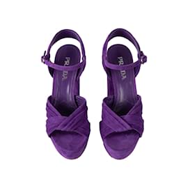 Prada-Prada Suede Platform Heels-Purple