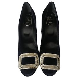 Décolleté in velluto Roger Vivier Blu navy