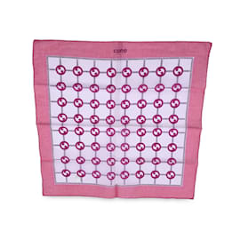 Gucci-Vintage Pink GG Logo Cotton Neck Scarf Pocket Square-Pink