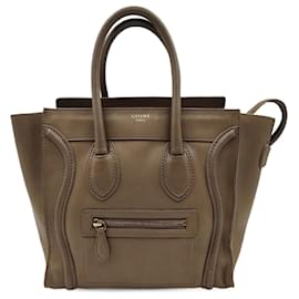 Céline-Bolsa Céline Luggage Micro em couro cinza pomba-Bege