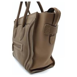 Céline-Céline „Gepäck Micro“-Handtasche aus taubengrauem Leder-Beige