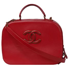Chanel-Couro Coco Mark Vermelho 2Way Handbag-Vermelho