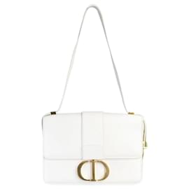 Christian Dior-cream 2019 30 Montaigne gold hardware shoulder bag-Cream