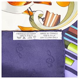 Hermès-Hermes Blue Orgauphone et Autres Mecaniques Silk Scarf-Blue