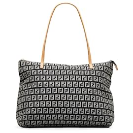 Fendi-Fendi Black Zucchino Canvas Tote Bag-Black