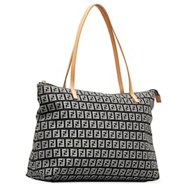 Fendi-Fendi Black Zucchino Canvas Tote Bag-Black