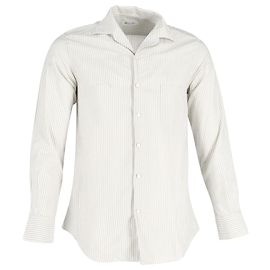 Camisa Loro Piana de Rayas de Algodón Verde Verde