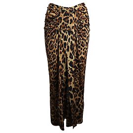 Paco Rabanne Light Satin Draped Skirt In Animal Print Polyester Other Python print