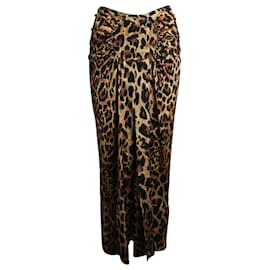Paco Rabanne-Paco Rabanne Light Satin Draped Skirt In Animal Print Polyester-Other