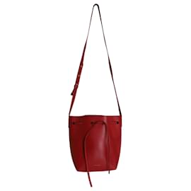 Mansur Gavriel-Mansur Gavriel Drawstring-Fastening Bucket Bag in Red Leather-Red