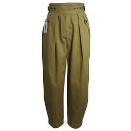 Calça Ulla Johnson Felix Crepe de perna larga em algodão verde Verde