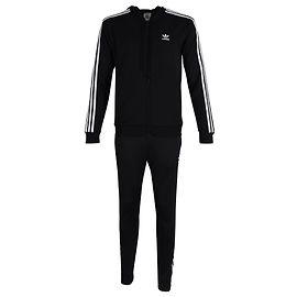 Adidas-Trainingsanzug mit geripptem Einsatz aus schwarzem Polyester Schwarz