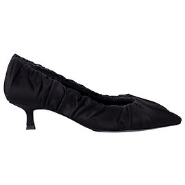 Khaite Palermo Ruched Kitten-Heel Pumps in Black Satin Black