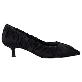 Khaite-Zapatos de salón con tacón bajo fruncido Khaite Palermo en satén negro-Negro