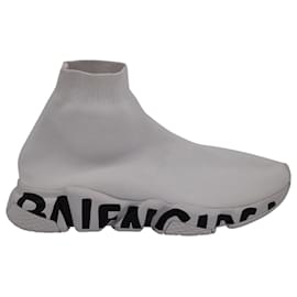 Balenciaga-Balenciaga Speed Graffiti Sneakers in White Polyester-Other