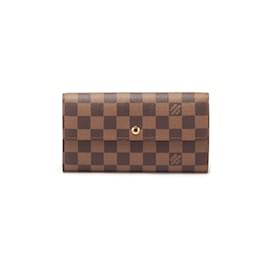 Louis Vuitton-Louis Vuitton Damier Ebene Sarah Wallet Canvas Long Wallet in Good condition-Brown