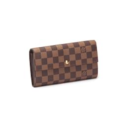 Louis Vuitton-Louis Vuitton Damier Ebene Sarah Wallet Canvas Long Wallet in Good condition-Braun