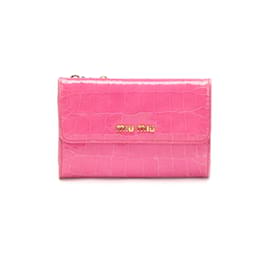 Miu Miu Bag Cerise Red Leather Velvet Wallet on a Chain WOC Clutch B396  Auth
