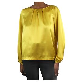 Inès de la Fressange Camicia gialla in raso a maniche lunghe - taglia FR 34 Giallo