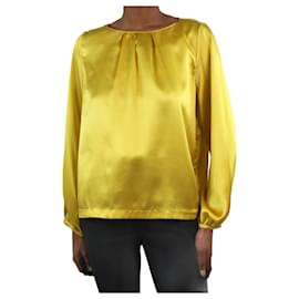 Inès de la Fressange-Yellow long-sleeved satin shirt - size FR 34-Yellow