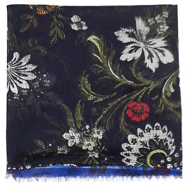 Dries Van Noten Sciarpa con stampa floreale blu Blu