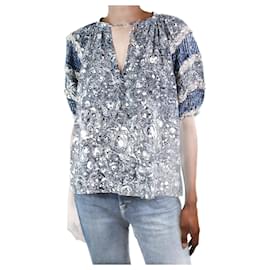 Ulla Johnson-Blue printed keyhole blouse - size US 6-Blue