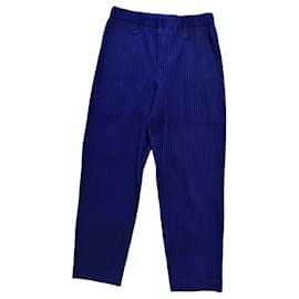 Issey Miyake-Pantaloni Homme Plissé Blu Royale-Blu