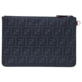 Fendi-FENDI Zucca Canvas Clutch Bag Black Auth yk8081-Black