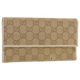 Gucci-Portefeuille long en toile GUCCI GG Beige 257303 auth 50817-Beige