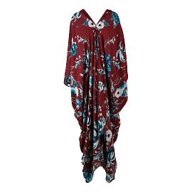 Vestido Kaftan Floral Roberto Cavalli com Recorte Multicor