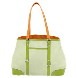 Prada-PRADA Tote Bag Canvas Leather Beige Auth 50153-Beige
