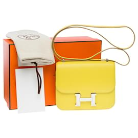 Hermès-Bolsa HERMES Constance em couro amarelo - 101390-Amarelo